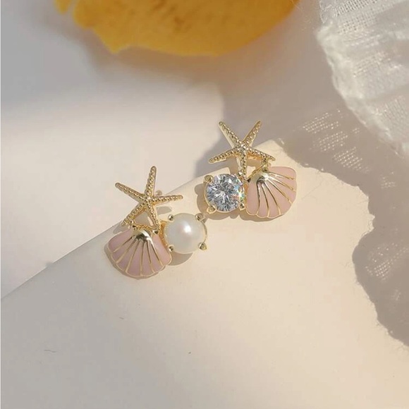 Cubic zirconia starfish earrings - Picture 2 of 5